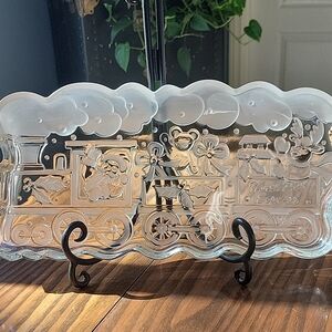 GORHAM North Pole Express 13.5" Crystal Train Decorative Plate